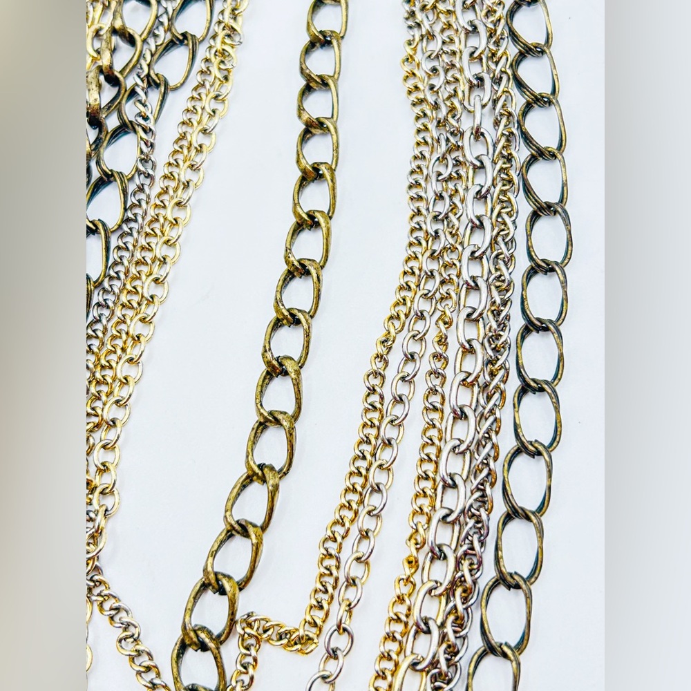 Vintage 7-Strand Mixed Metal Layered Chain Necklace - Picture 5 of 10